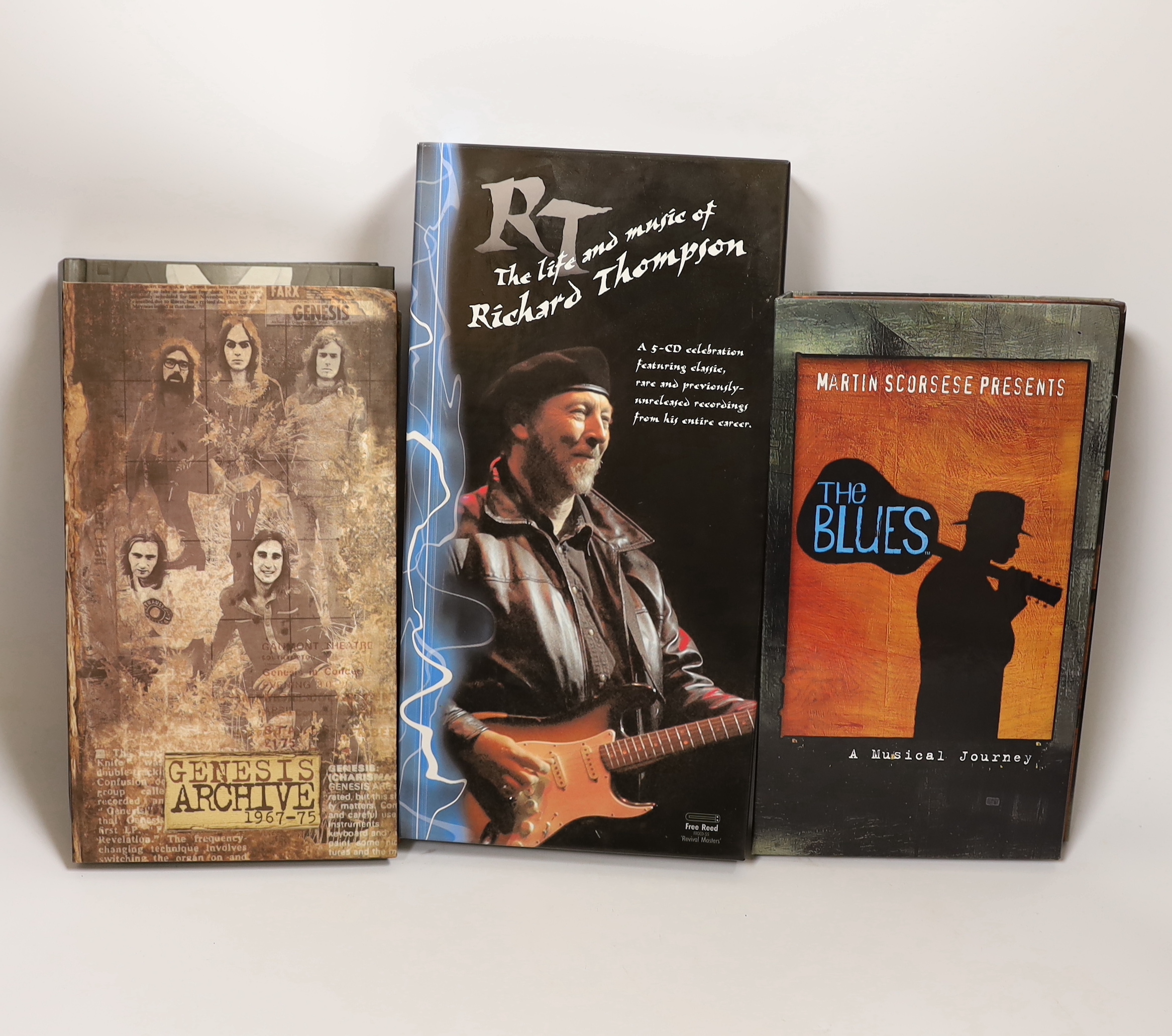 Four CD box sets; The Life and music of Richard Thompson, XTC Coat of Many Colours, Genesis Archive 1967-75, Martin Scorsese Presents the Blues (a Musical Journey)